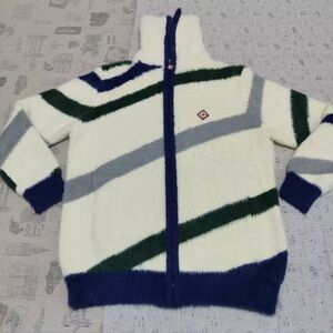 Casablanca Tennis Club Fuzzy Striped Zip-Up JacketThis